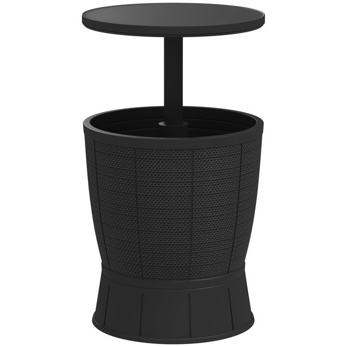 Table à glacière - Outsunny - 3 en 1 - avec seau à glace, plateau télescopique - pour bière, vin,  jardin - Ø 49 x 58-84 cm - noir