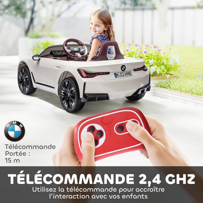 HOMCOM Electric Ride-On Car for Children - Licensed BMW I4 - 12V Remote Control MP3 Music Belt and Lights - 115x67x45 cm - Black