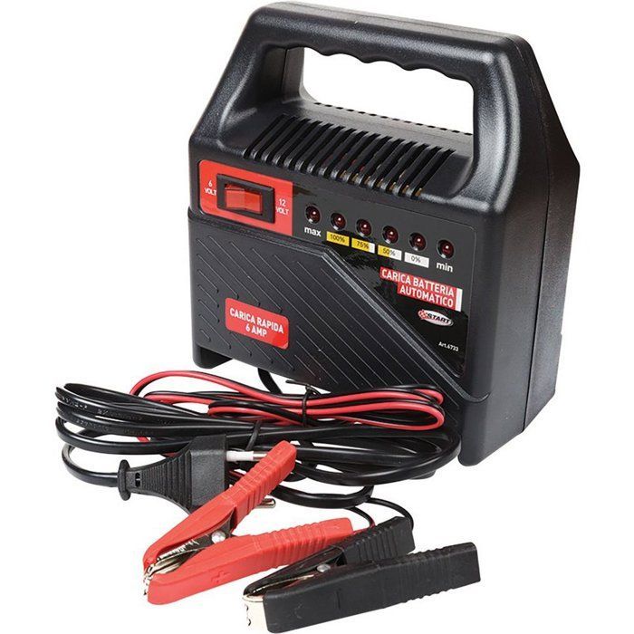 Cargador de batería - INICIO - 6 Ah 12 V - Indicador LED - Entrada CA 230 V - Arranque rápido