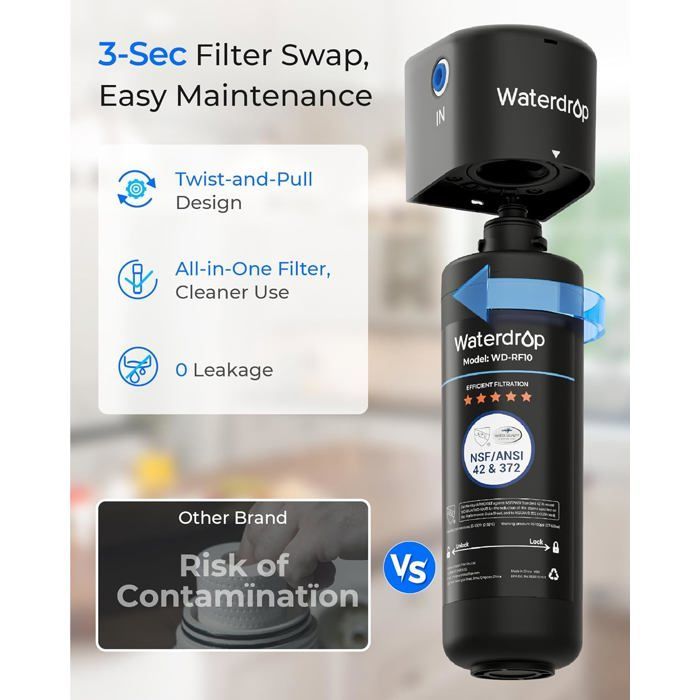 Waterdrop 10UA Untertisch-Wasserfiltersystem mit 1 WD-RF10 Wasserfilter