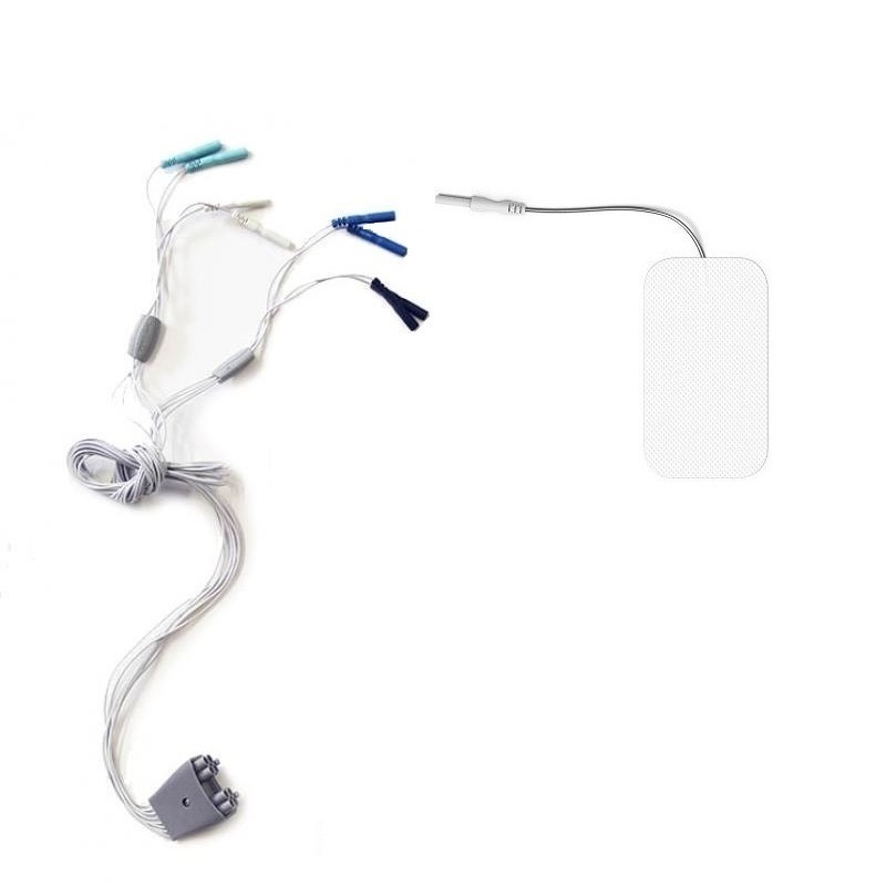  8 anslutningskablar 2 mm för Multisport Pro Precision Sport-electric + 8 elektroder 89x50 mm