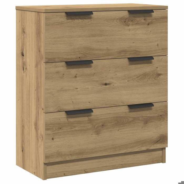Juego de aparador de 3 piezas vidaXL, roble artesanal, 60x30x70 cm, madera de ingeniería, mueble de almacenamiento, armario de cocina, 3329226
