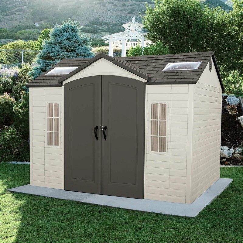 Abri de rangement en plastique de 3 m de large x 2,4 m de profondeur