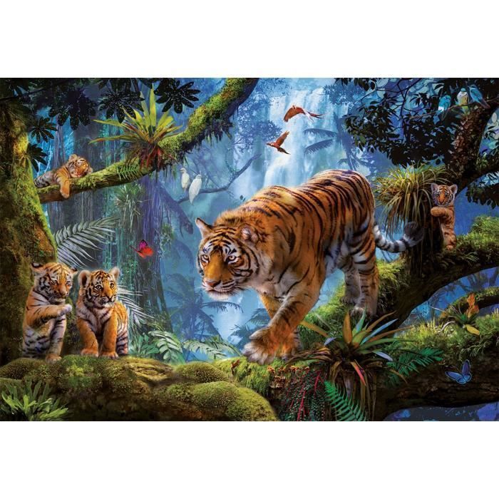 Puzzle - EDUCA - 1000 pièces - Animaux - Tigres sur l'arbre
