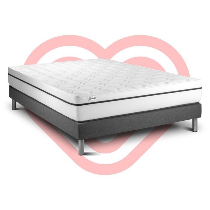 Conjunto de colchón y base de cama de 200x200 cm - Base de cama gris (requiere montaje) - Vital Spa Grey
