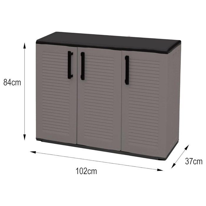Armario de exterior Darmellin - Dmora - PVC - Gris, Negro 102x37h84 cm