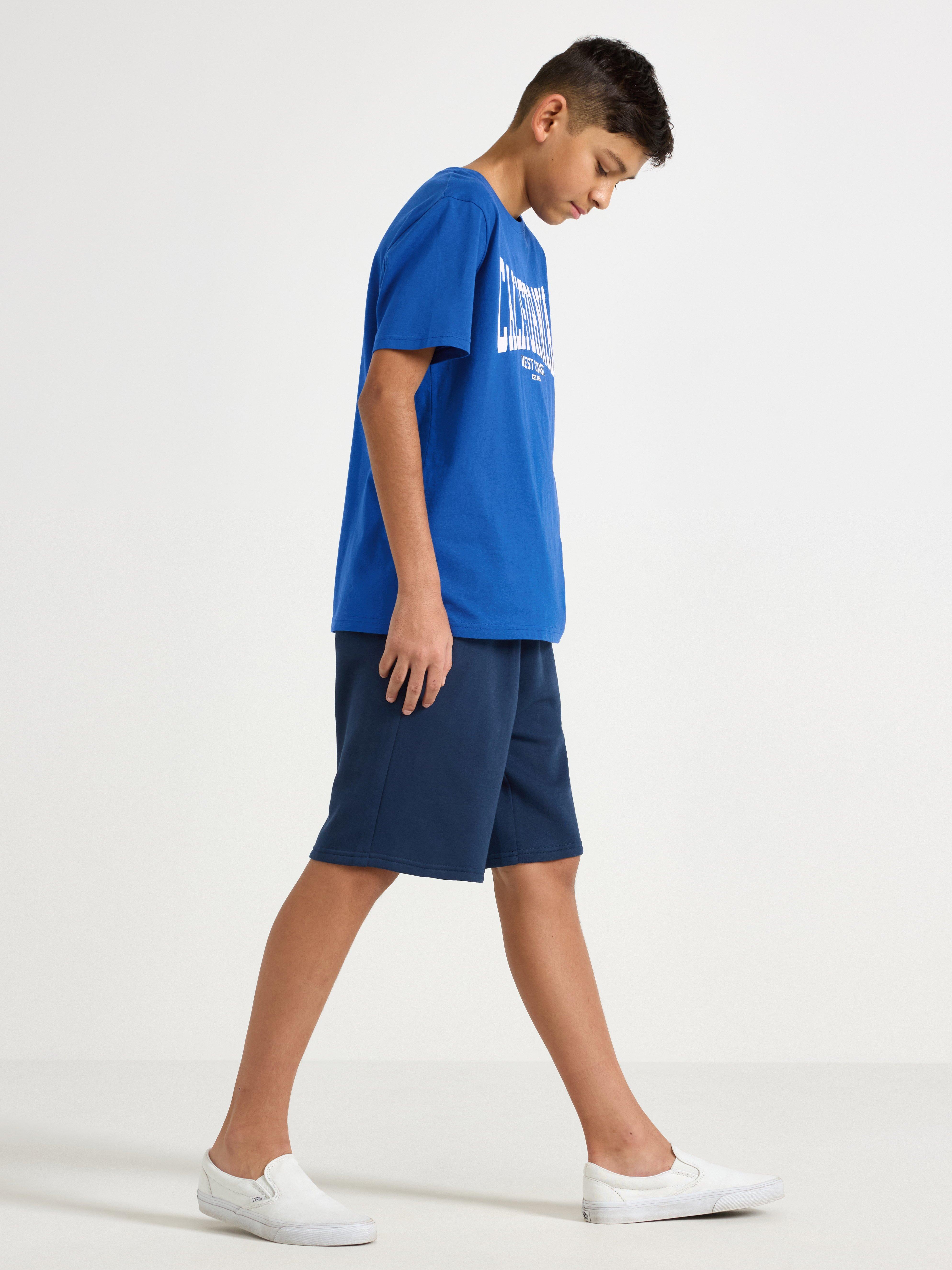 Short en jersey avec intérieur brossé bleu foncé