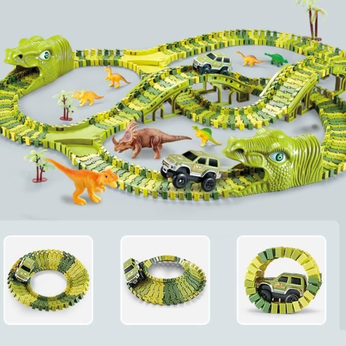 Circuit Voiture Dinosaures THOTCOC - Jouet de construction pour enfant de 3 ans et plus - 269 pièces