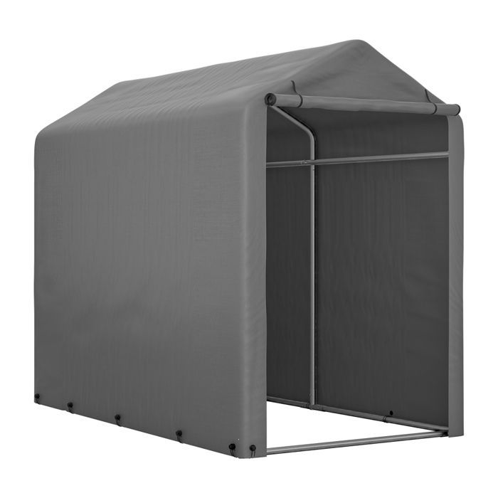 Tuinhuisje/opbergtent met gegalvaniseerd metalen frame en grote deur, fietsenstalling voor buiten, 187x100x160 cm, donkergrijs