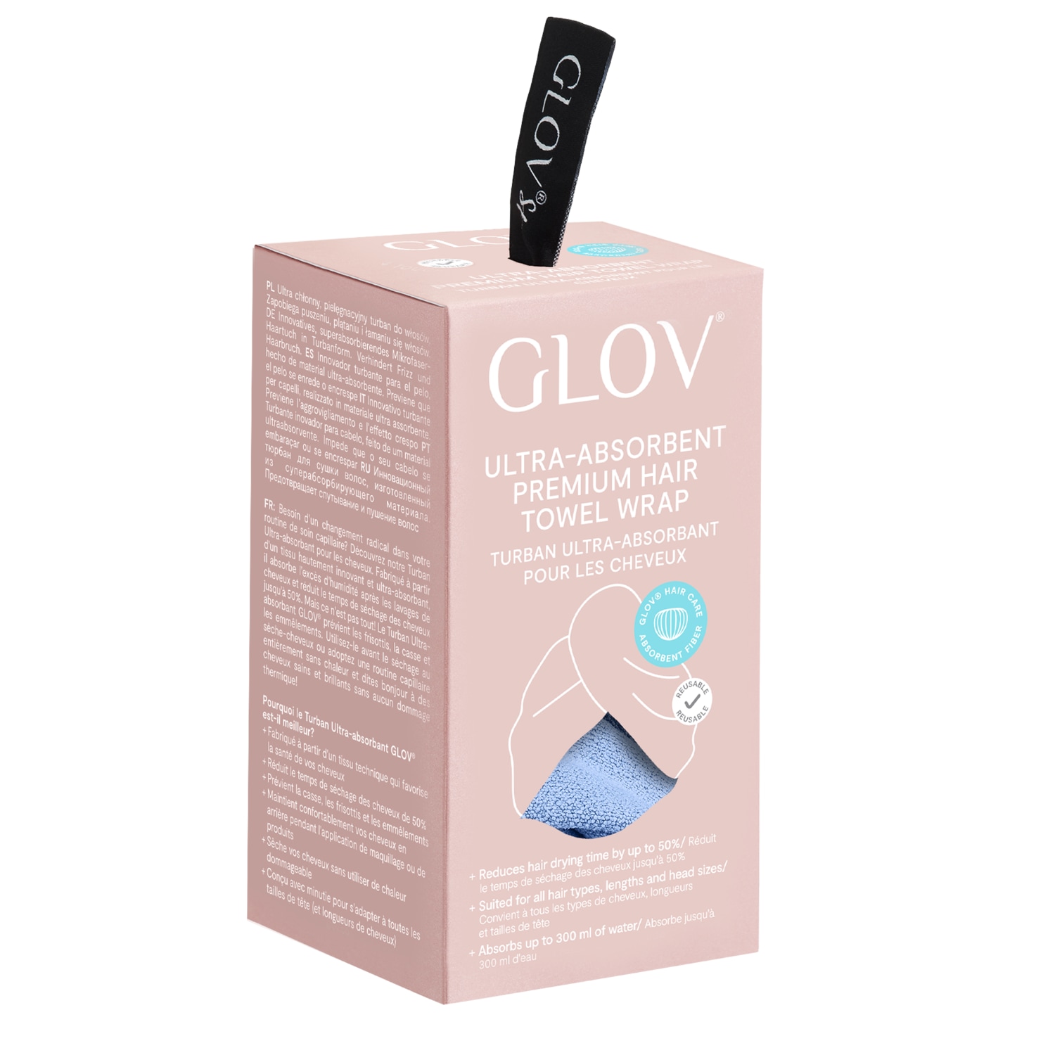 Serviette en tissu pour cheveux GLOV - Bleue