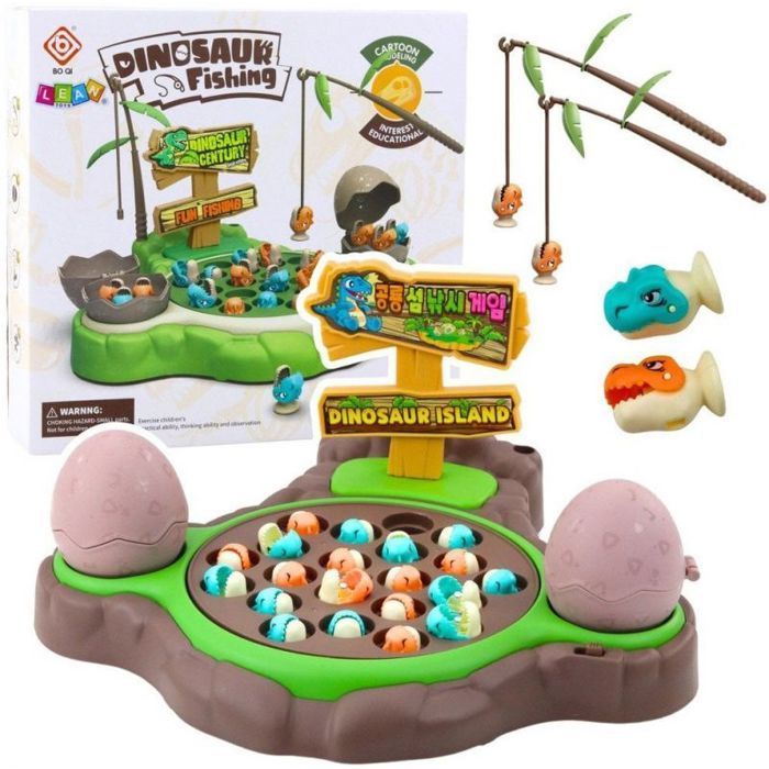 Borne arcade Leantoys Jeu d'arcade de pêche aux dinosaures avec cannes magnétiques et sons