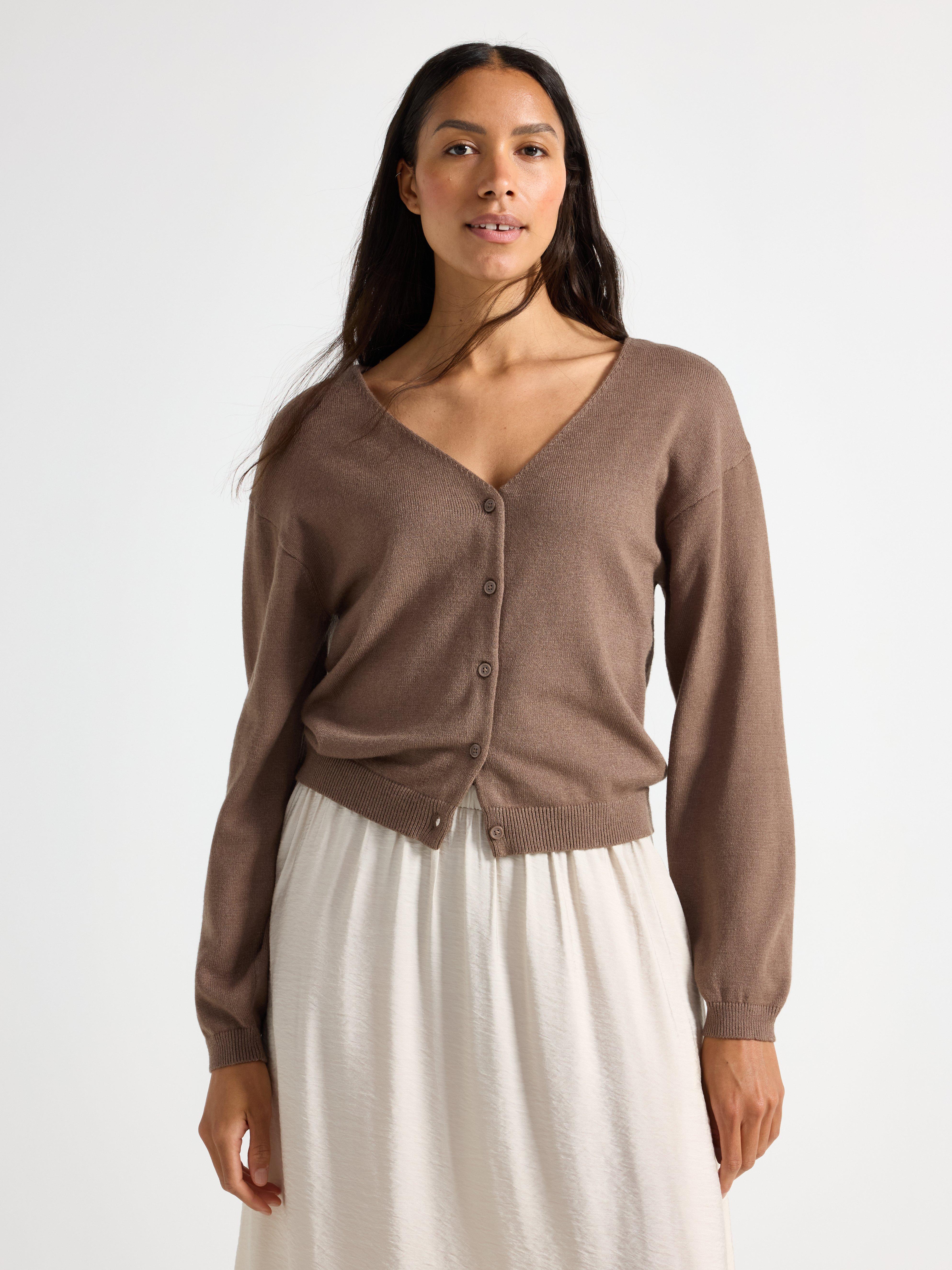 Strikket cardigan brun
