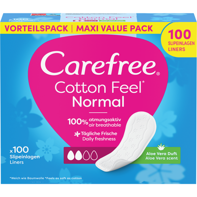 Carefree Cotton Feel Normal Aloe Vera-innlegg Daglige bind Normal Aloe Vera 100 enheter 100 enheter
