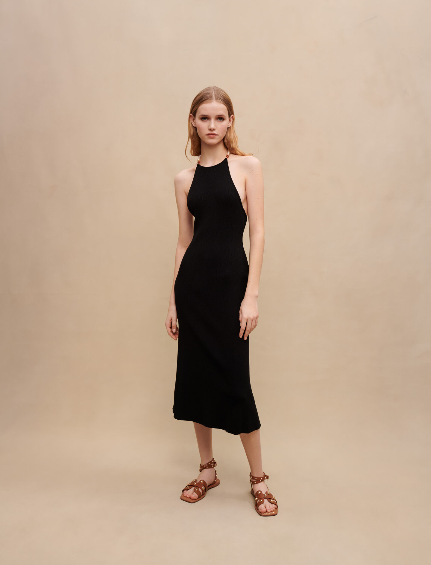 Lange jurk met ketting - Zwart