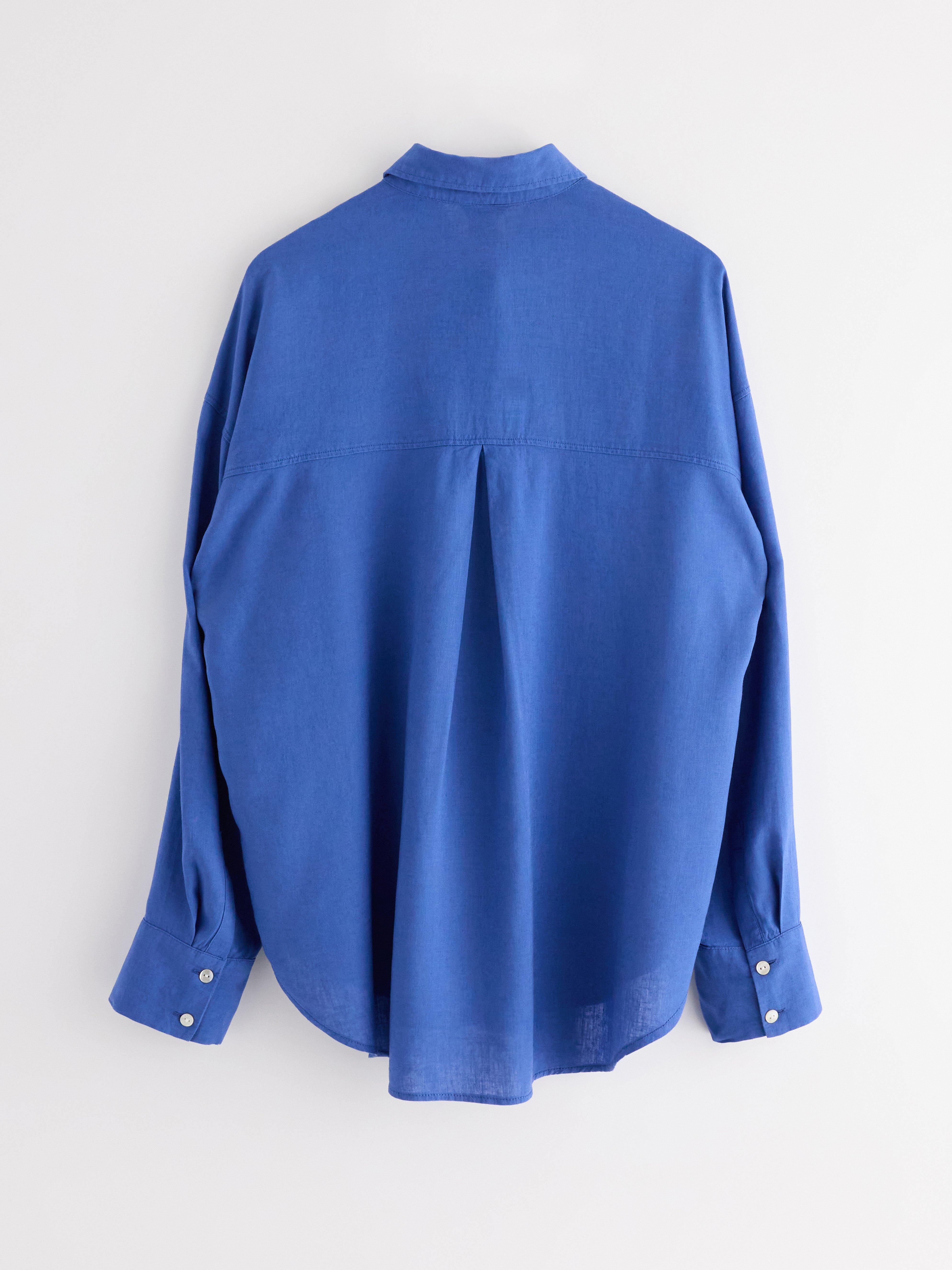 Camisa de linho misto azul