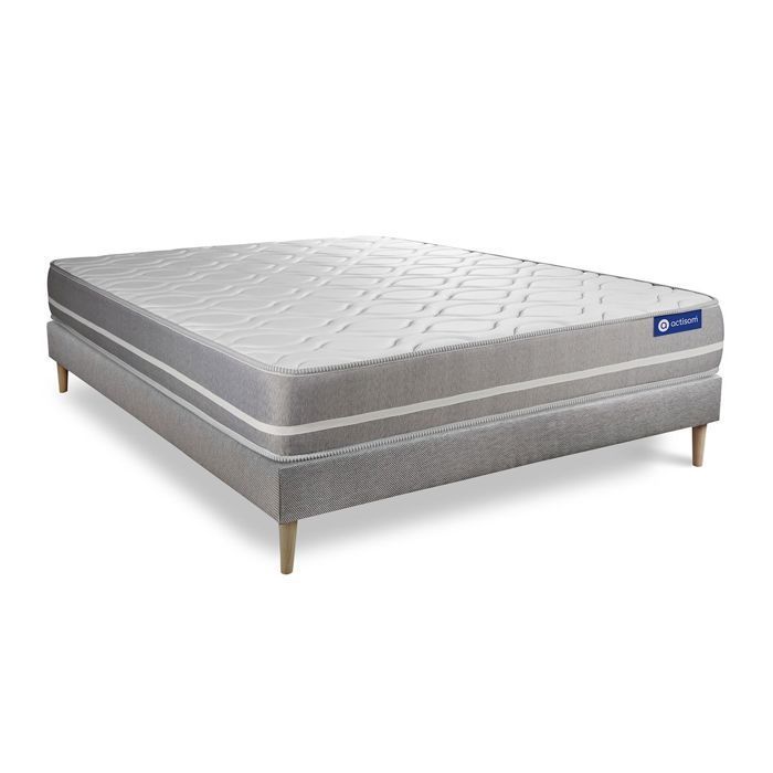 Mattress and bed base set 160x200 cm - Grey bed base (assembly required) - Actilatex Touch