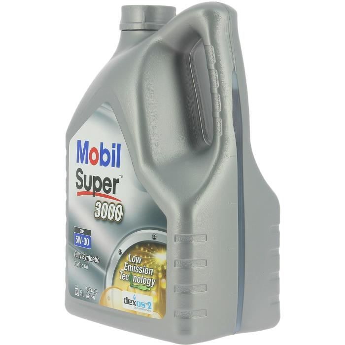 Aceite sintético para motor 5W-30 - MOBIL - Super 3000 - Formula-XE - Lata de 5L - Alto rendimiento anticontaminación