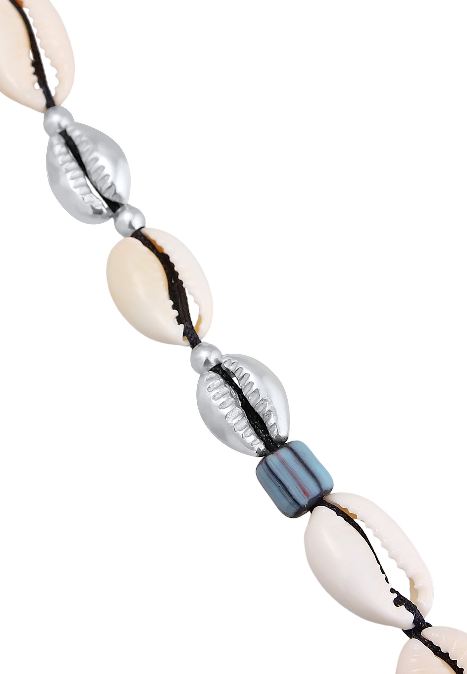 Elli Femmes choker verre perles style surfeur avec coquillage cauri en argent sterling 925