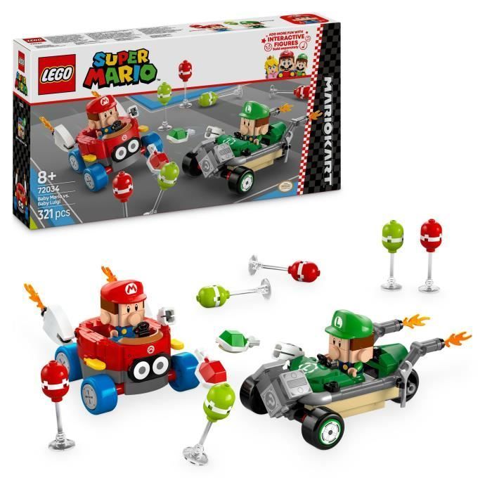 LEGO Super Mario 72034 Mario Kart – Baby Mario contro Baby Luigi - Regalo Nintendo