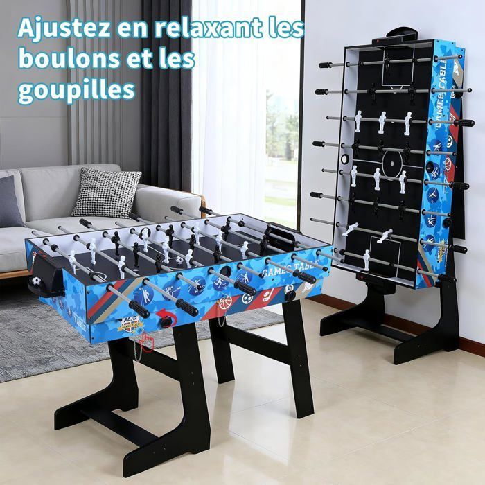 Tavolo multi-gioco 5 in 1 - tavolo multi-gioco pieghevole per bambini - calcio balilla/ping-pong/biliardo/air hockey/basket