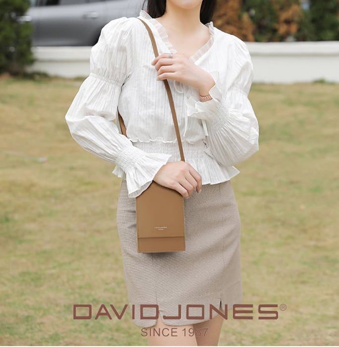 David Jones - Women's Mobile Phone Crossbody Bag - Mini Clutch Bag, Small Shoulder Bag, Faux PU Leather - Red