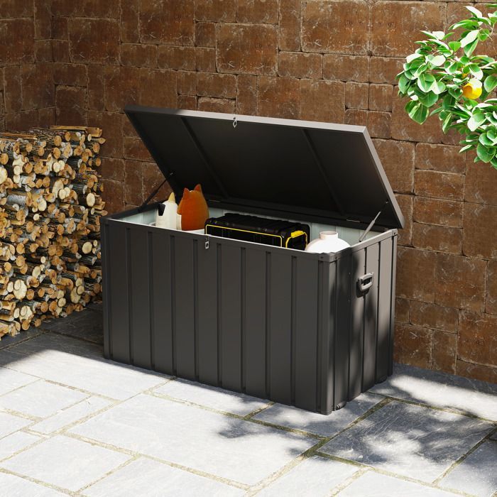 Baúl de almacenamiento - Outsunny - 125,5 x 61,5 x 70 cm - Acero - gris