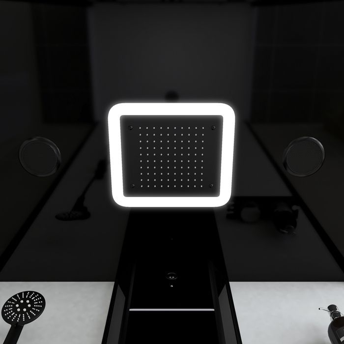 Cabina de ducha rectangular de 115x90x218 cm - Función de baño de vapor, chorros de hidromasaje, iluminación LED y Bluetooth.