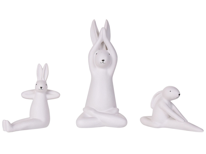 Zestaw 3 figurki wielkanocne królik biały