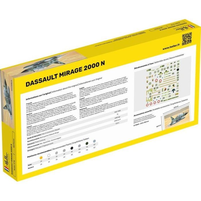 Kit de modelo de avião - HELLER - Mirage 2000 N - Kit inicial - Uma cor