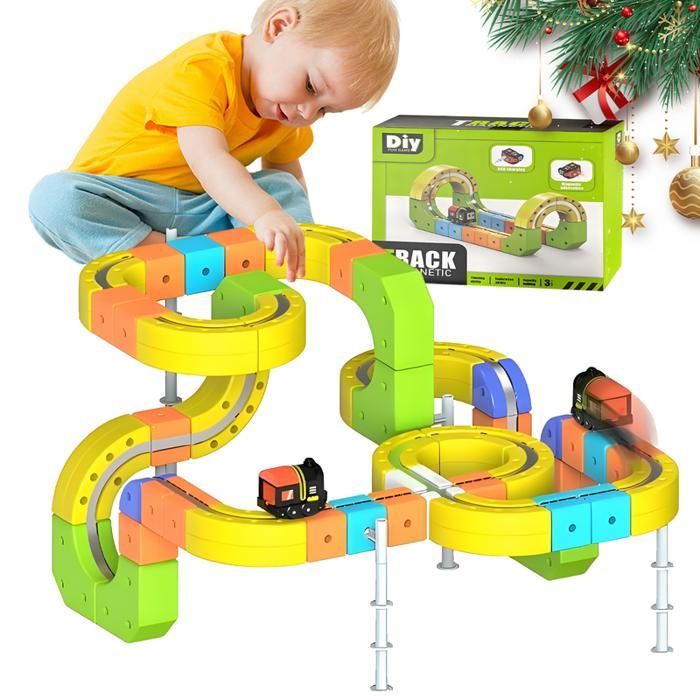 167-Piece Car Track Set, Modular Magnetic Track with 360° Loop, Ramp, Bridge, Creative Construction, Electric Train Set, Children's Gift