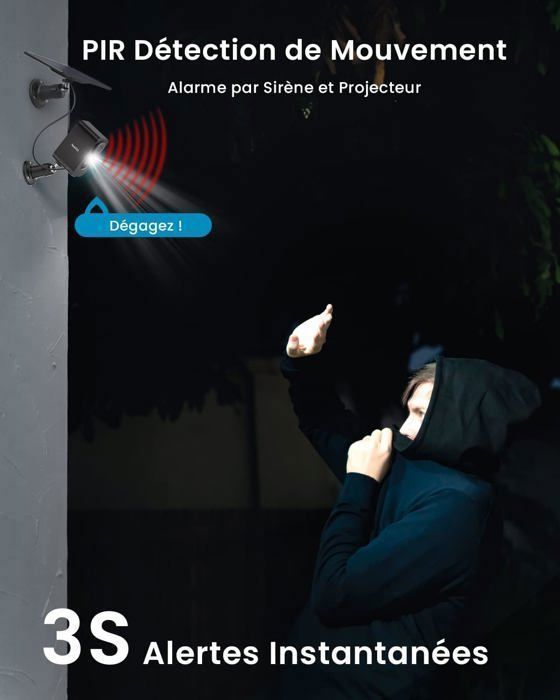 Cámara de seguridad WiFi inalámbrica solar para exteriores ieGeek 2K, visión nocturna a color, detección de movimiento por IA, audio