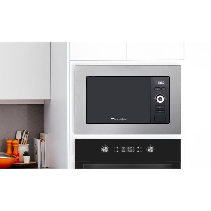 Forno a microonde da incasso CONTINENTAL EDISON MO20IXES, nero e acciaio inox, L59,5 x P34,5 cm, 20 litri