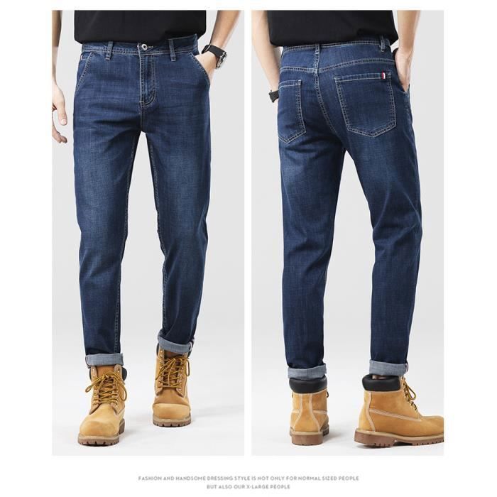 Pantalones vaqueros ajustados de talla grande para hombre - INSFITY - Corte recto - Poca elasticidad - Azul