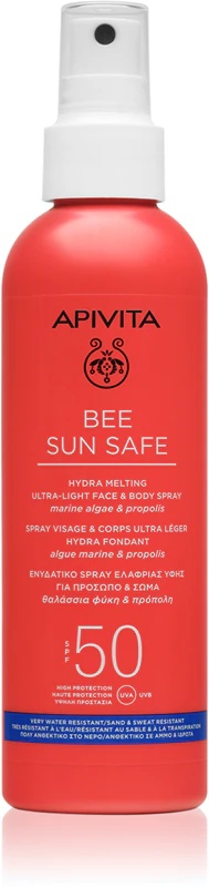 Апивита Би Сан Сејф Хидра Мелтинг ултра лагани спреј са заштитом од сунца SPF50, млеко у спреју са заштитом од сунца SPF 50