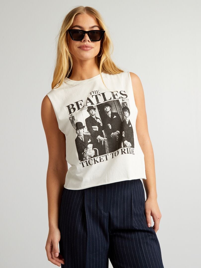Oversized tanktop van The Beatles - WIT