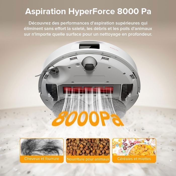 Roborock QV 35A Aspirateur Robot Laveur  , 8000Pa ,Upgrade du Qrevo Plus , Serpillière Rotative 200 TR/Min & Relevable 10mm,Blanc