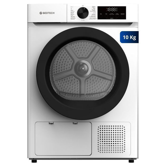 GEDTECH Sèche-linge pompe à chaleur SL10HPE - 10 Kg - L60cm - 16 programmes - Départ différé - Grande capacité - Classe E