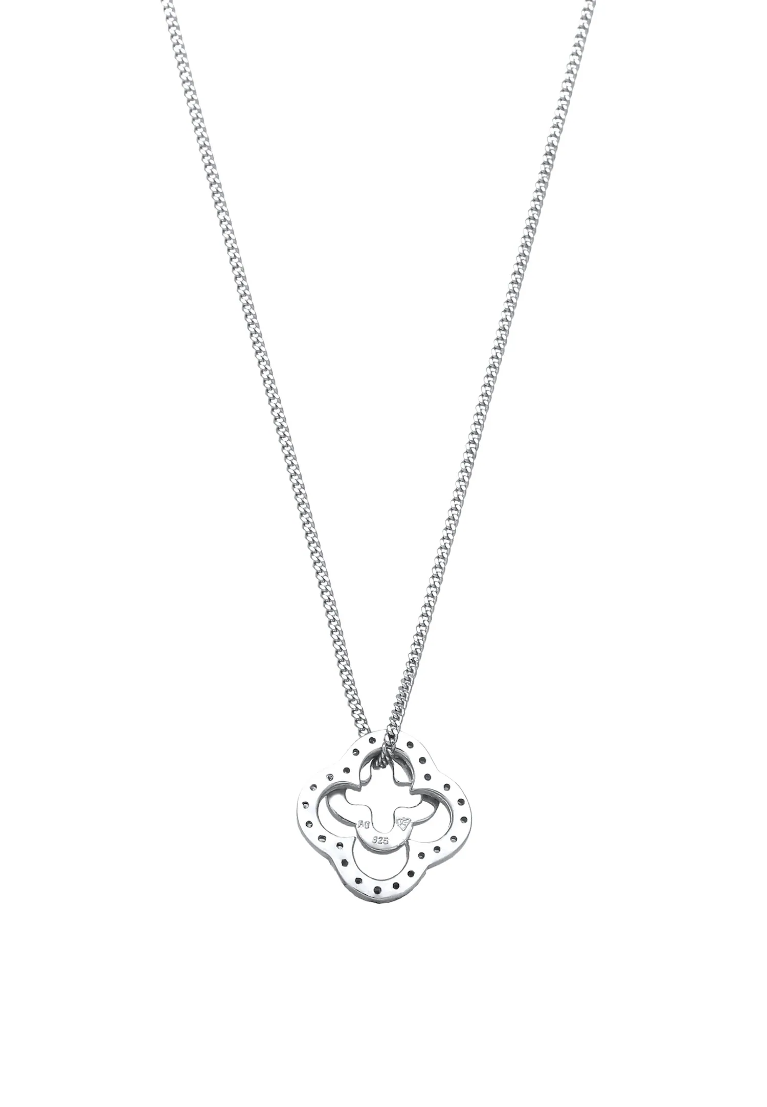 Elli Elli Collier Femmes Pendentif Trèfle Chaîne d'armure Zircone Taille Diamant Blanc 925 Argent Sterling 45 cm