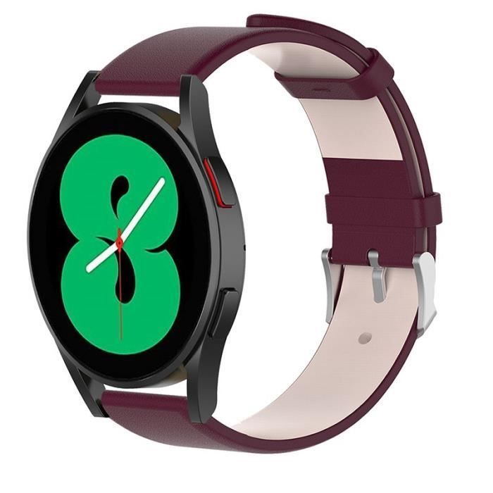 Echtes Lederarmband (20 mm) für Samsung Galaxy Watch 4 (40 mm) und Galaxy Watch 4 Classic (42 mm), Weinrot