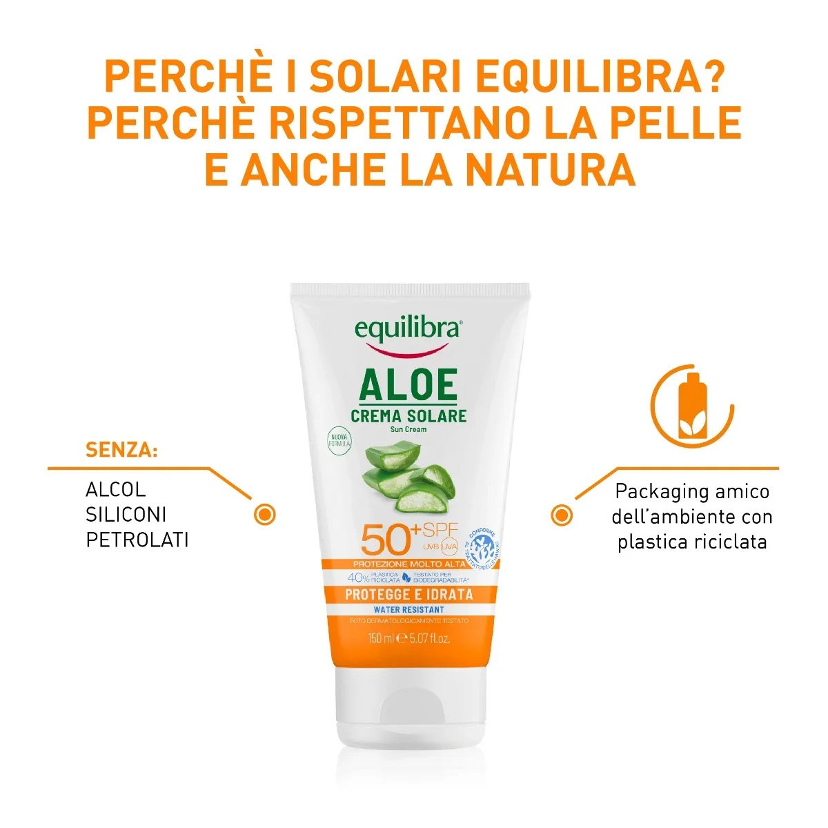 EQUILIBRA Protetor Solar Equilibra Aloe FPS 50+ 150 ml Alta proteção solar