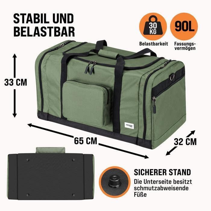 Sac de Voyage MONZANA® 90L - 70x35x35cm avec Bandoulière Epaulette Amovible Réglable avec Poches Sac de Sport Bagage Cabine