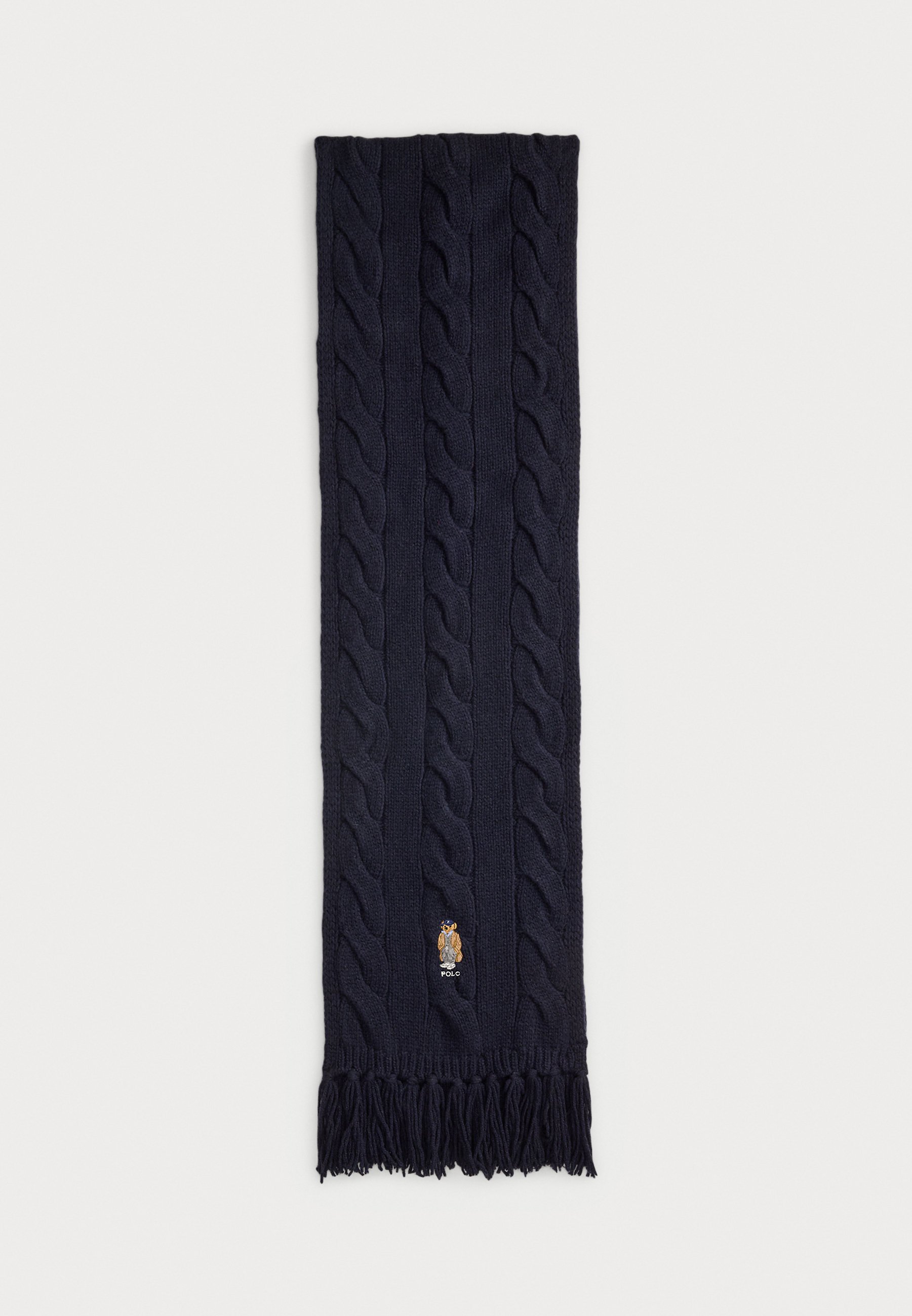 Szalik Polo Ralph Lauren POLO BEAR z dzianiny kablowa z mieszanki wełny - Szalik - granatowy