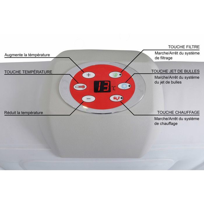 Bañera de hidromasaje hinchable cuadrada Ospazia para 6 personas - Hasta 40 °C - Lista en 5 minutos - Incluye cubierta y filtro