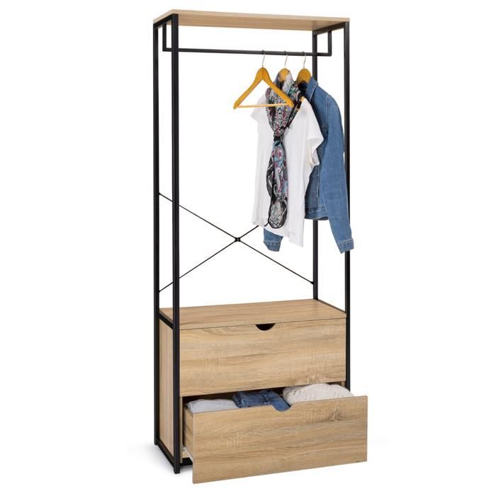 Armadio IDMARKET con 2 cassetti, larghezza 80 cm, design industriale DETROIT