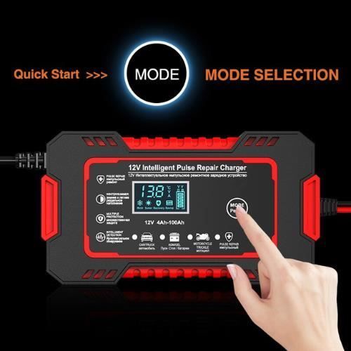 Battery Charger - EMS - 12V/24V 8A - Smart - Portable - LCD Screen