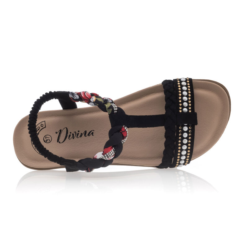 Schwarze Damensandalen / Zehenfreie Schuhe