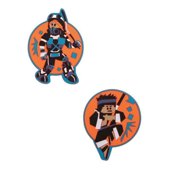 DerDieDas Boutons interchangeables bleu orange néon pour fille et garçon - Wechselbuttons Set 2 teilig Ninja Fighter 328619