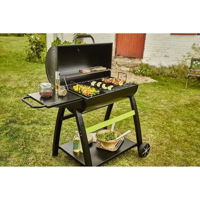 COOK'IN GARDEN TONINO 70 Charcoal Barbecue - L 123 x W 74 x H 104.5cm - Cooking Surface: L 68 x W 41.5cm - Black