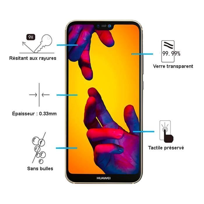 Protector de pantalla de vidrio templado Tikawi x2 9H para Huawei P20 Lite de alta resistencia [Antihuellas] Protector de pantalla de vidrio templado x2