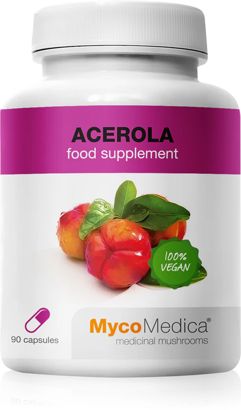 MycoMedica Acerola Nahrungsergänzungsmittel-Kapseln zur Unterstützung des Immunsystems, für schöne Haut und Nägel